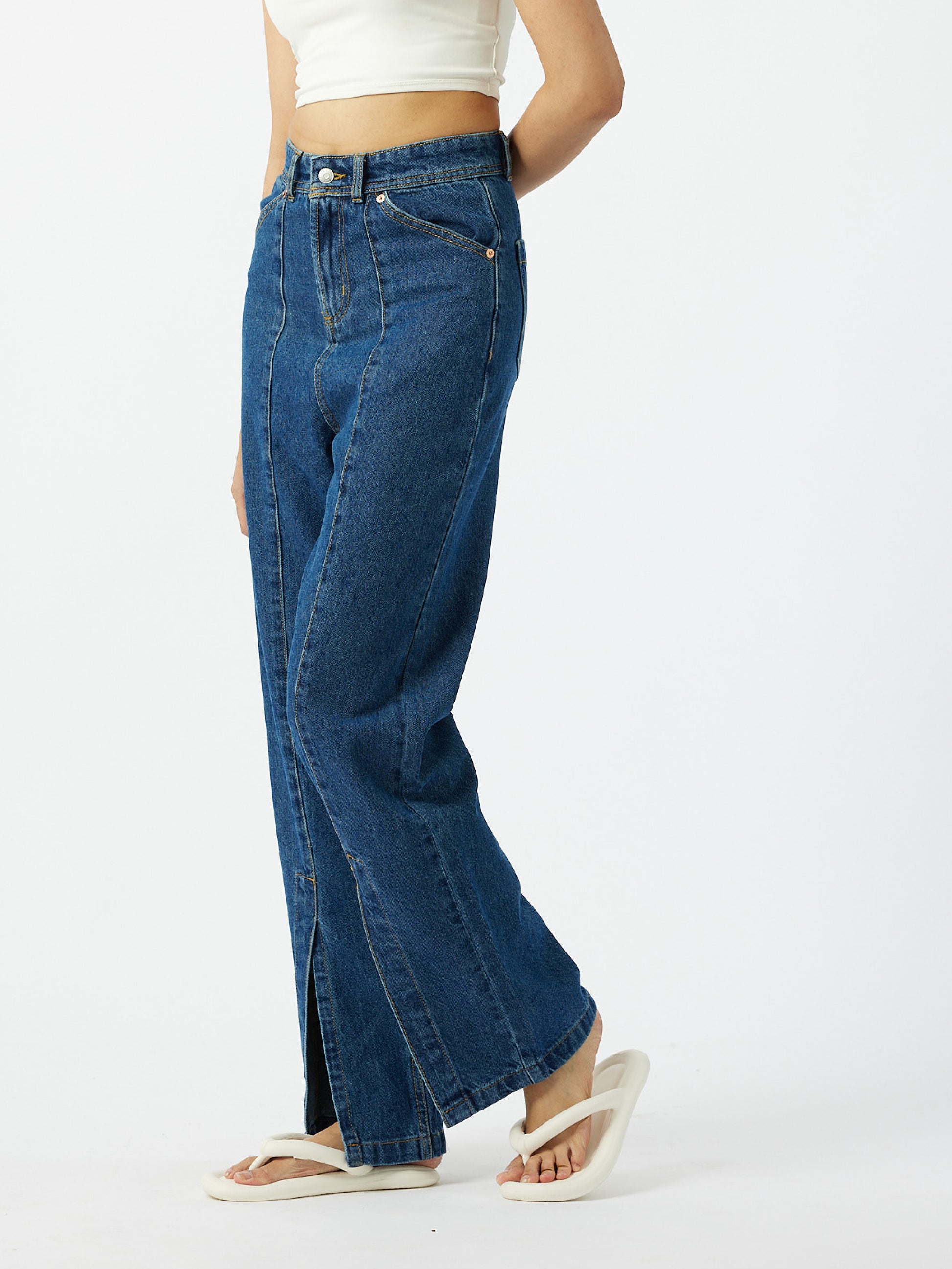 Purchase Denim Slit Jeans Dark blue, women's denim, 100% cotton jeans